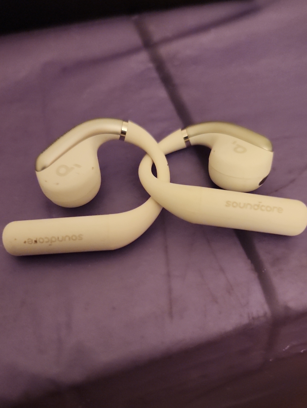 White Wireless Earhook Headphones(soundcore)